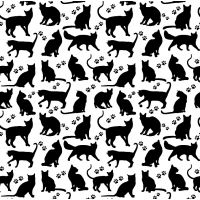 Tkanina bawełniana koty czarne